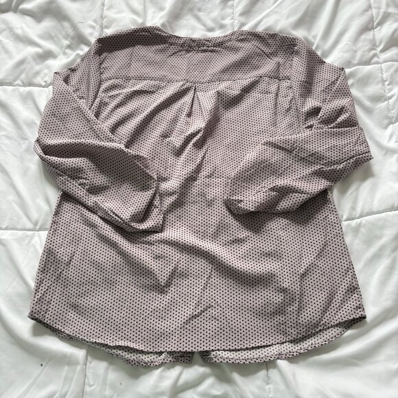 Notations Womens Size Medium Blouse 3/4 Sleeve Pink Polka Dots Button Up V Neck - Picture 8 of 10